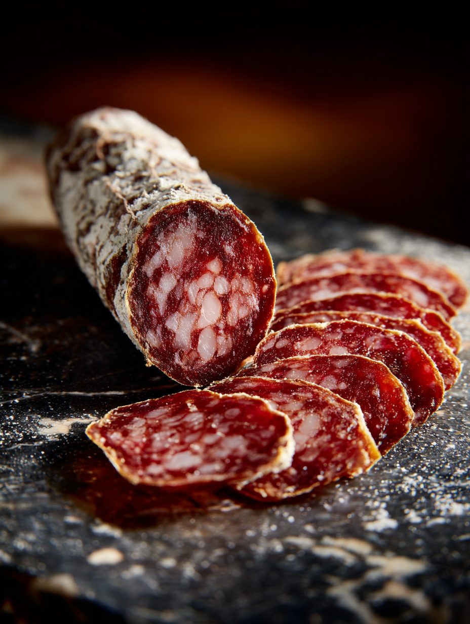 Sliced dry-cured salami